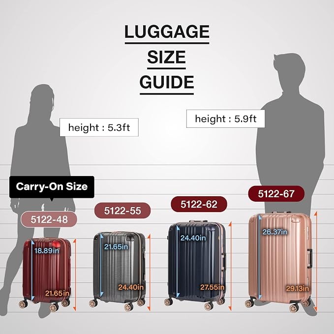 LEGEND WALKER Hardside Expandable Zipper Luggage, 5122-48-BK - Image 6