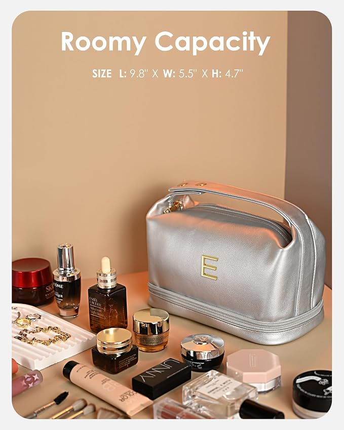 Gifts With Initials for Women, Personalized Makeup Bag with Handle, Initial - Image 6
