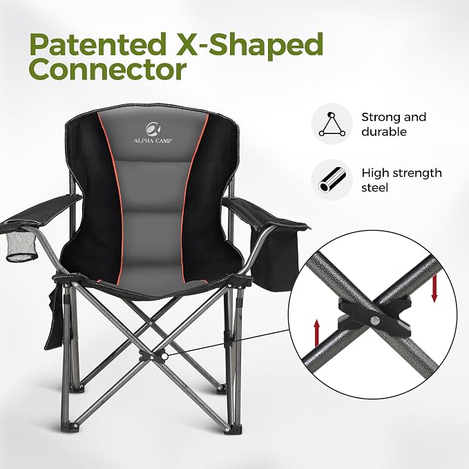 ALPHA CAMP Oversized Camping Chair Heavy Duty Lawn Chair - Image 5