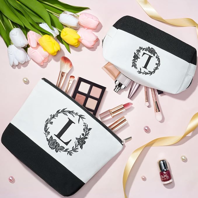 Personalized Mothers Day Gifts for Mom Women, Initial Canvas Tote Bag & Makeup - Image 8