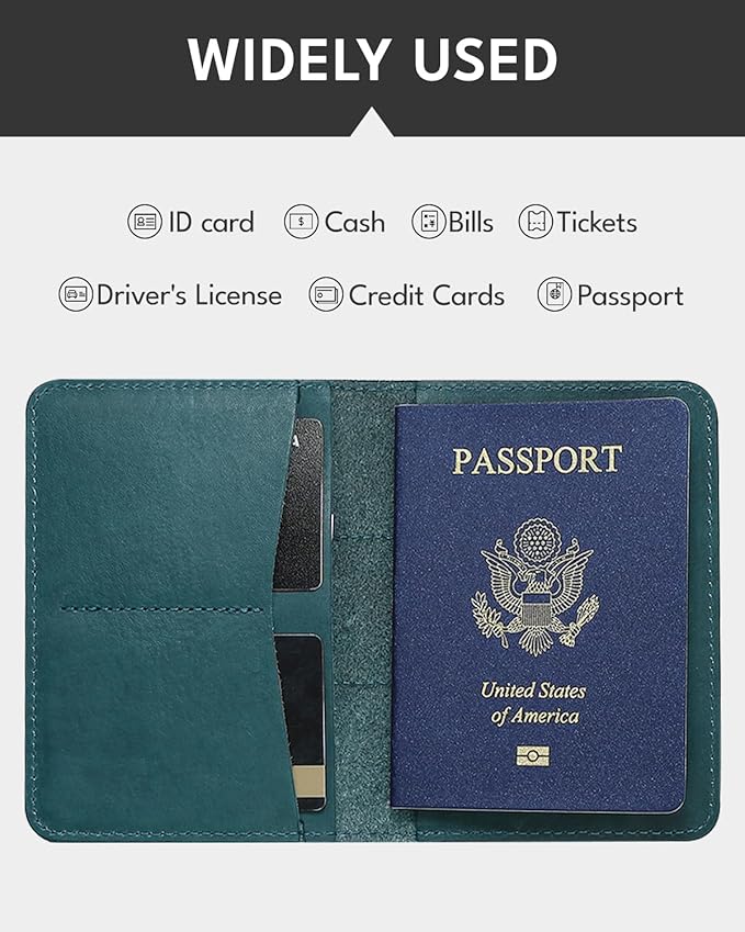ALLIVE Passport Holder for Travel Women Men, Genuine Leather Passport Cover - Image 2