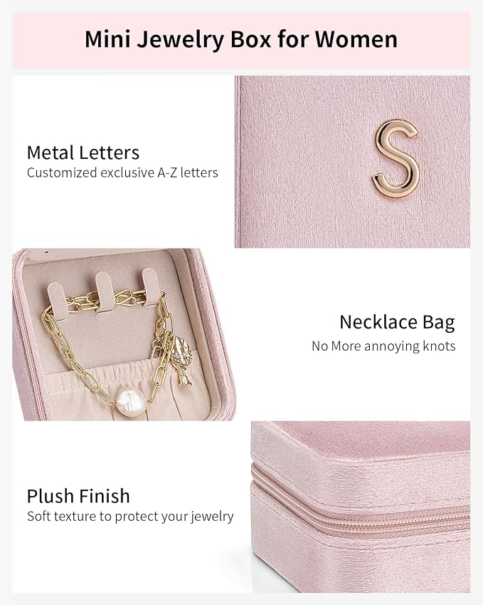Vlando Birthday Gifts for Women Friendship, Personalized Initial Jewelry Box - Image 3