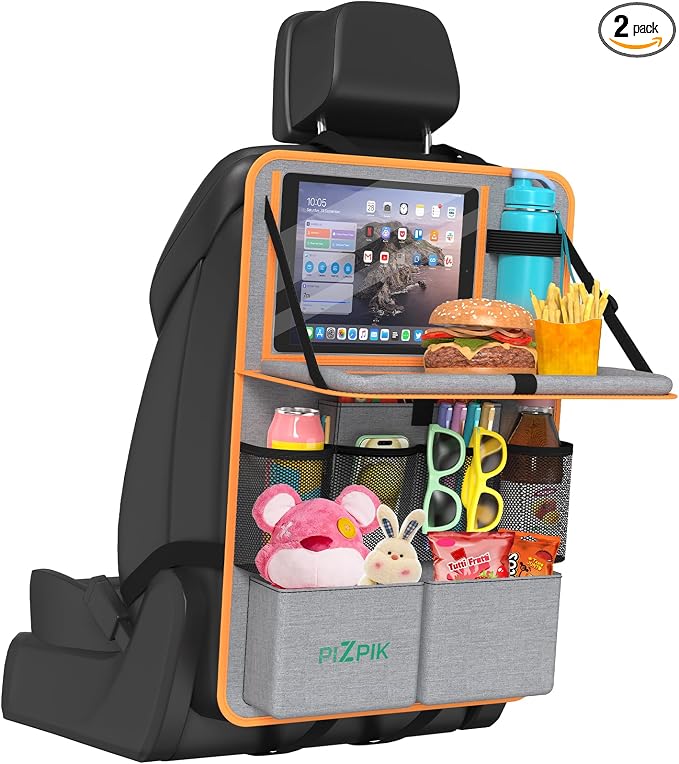 Car Backseat Organizer with Tablet Holder, 11 Storage Pockets with Foldable by Plzpik