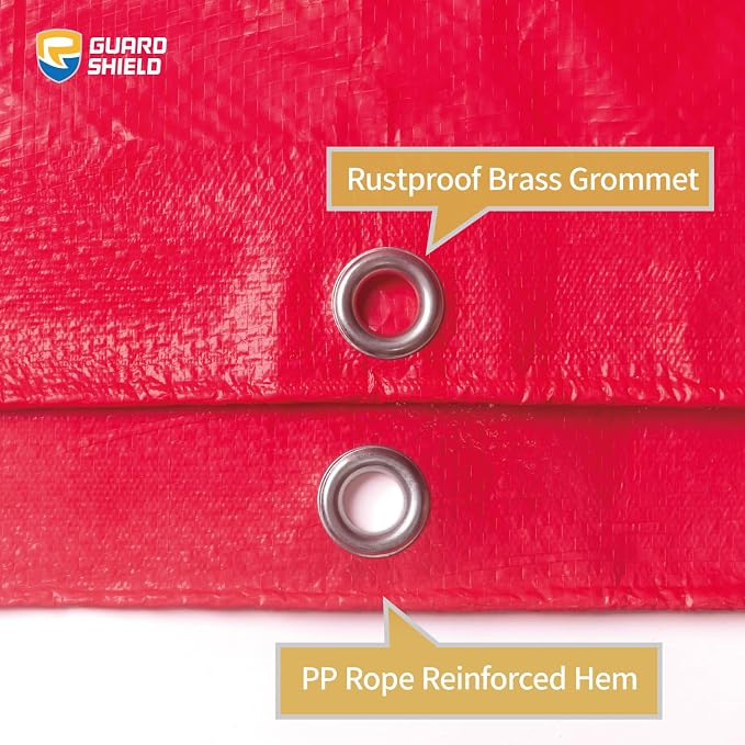 GUARD SHIELD Red Tarp 10x12 Feet Tarps High Visibility Outdoor Poly Cover - Image 3