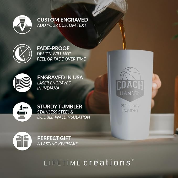 Lifetime Creations Personalized Basketball Coach Tumbler: Custom Basketball - Image 2