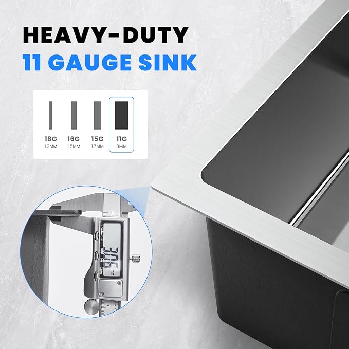 POPFLY 15x17 Inch Undermount Bar Prep Sink, 15” Undermount Rectangle Kitchen - Image 3