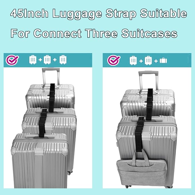 2Pack Luggage Straps Add Bag to Connect Two Suitcases, Adjustable Luggage Belt - Image 4