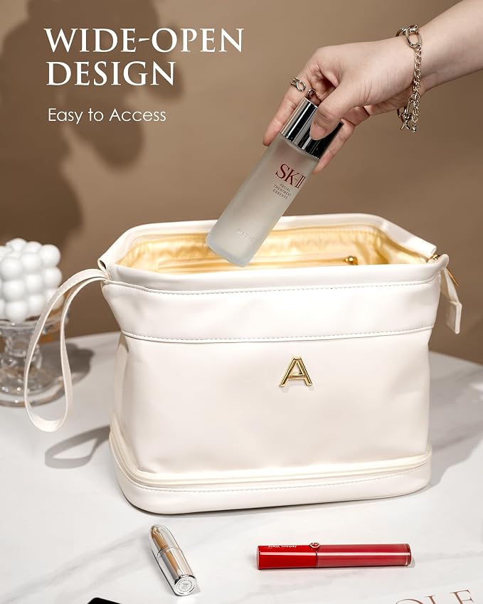 Birthday Gifts-Teen Girl Gifts Trendy Stuff Initial Large Makeup Bag - Image 3