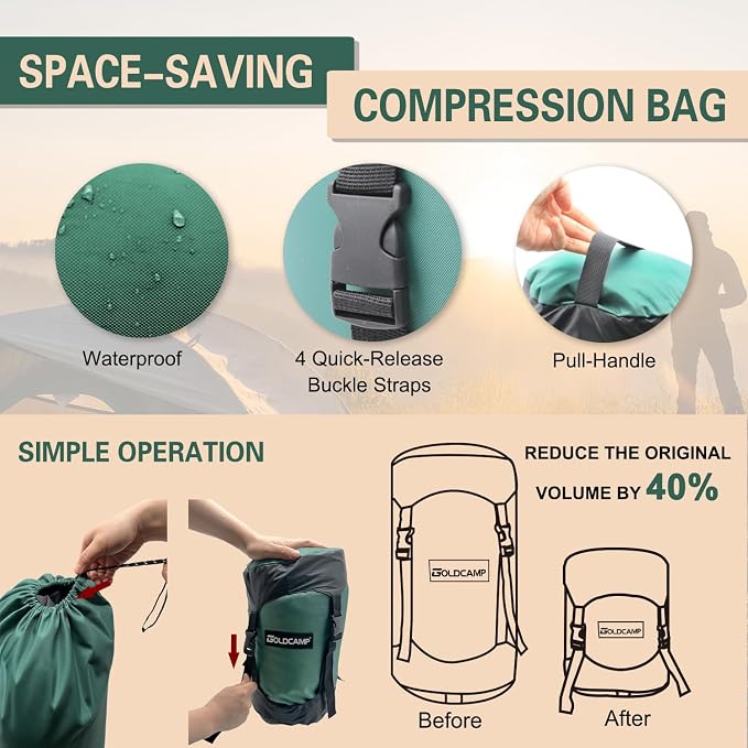 GoldCamp Compression Sack, Waterproof & Ultralight Sleeping Bag Stuff Sack - Image 4