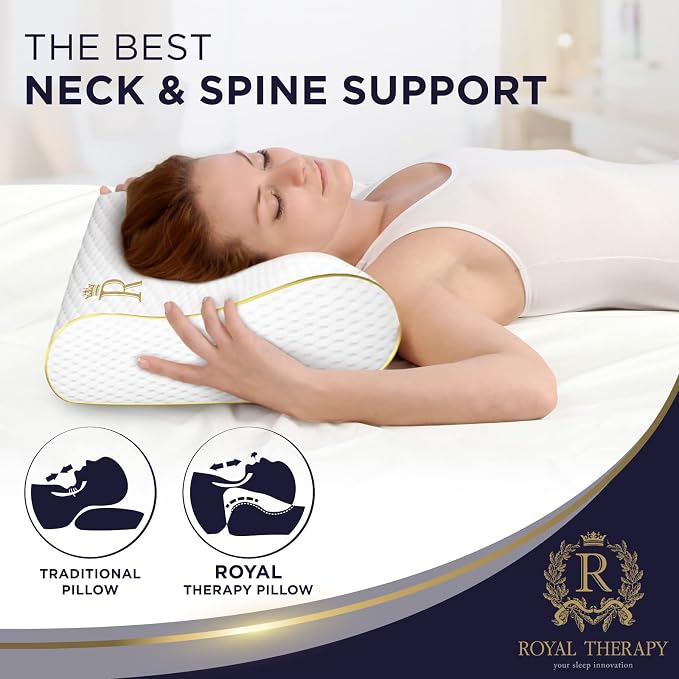 Royal Therapy 1-Pack Memory Foam Pillow, Medium-Firmness Cervical, Queen - Image 3