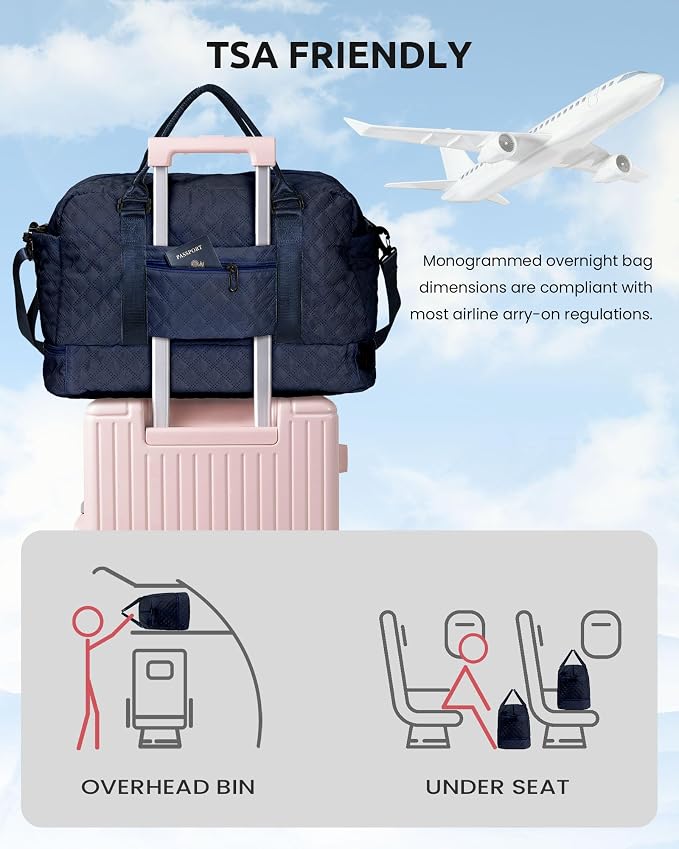 Initial Duffle with Shoe Compartment, Personalized Weekender Bag with Shoulder - Image 4