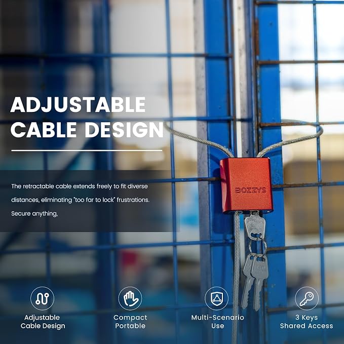 Adjustable Cable Locks with 3 Keys | 6.56ft L x 1/6in D Aluminum Steel Cable - Image 8