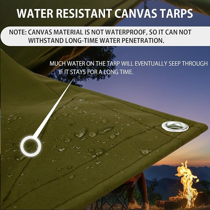 FoundGo Canvas Tarp 20x30ft Heavy Duty Waterresistant Tarps - Image 4