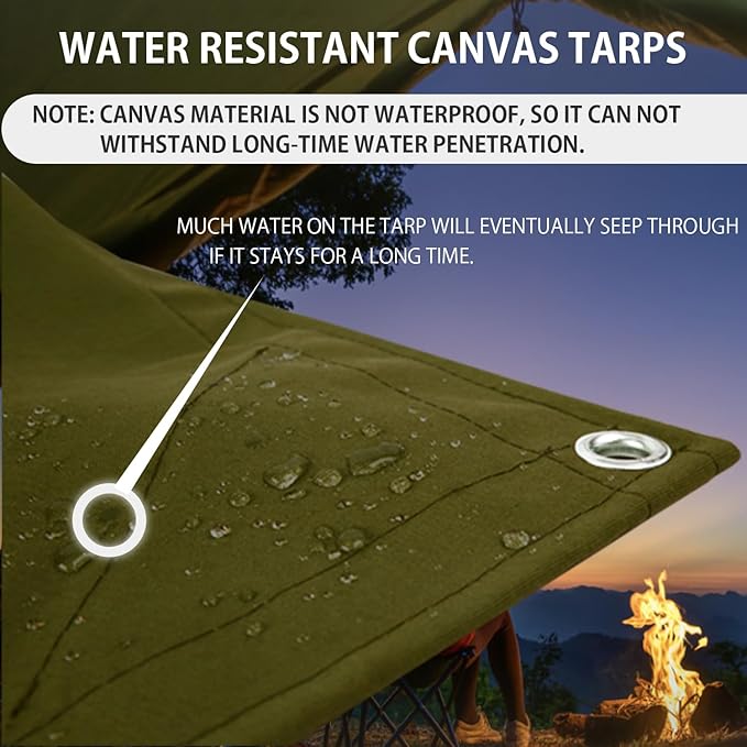 FoundGo Canvas Tarp 6x8ft Heavy Duty Waterproof Tarps - Image 4