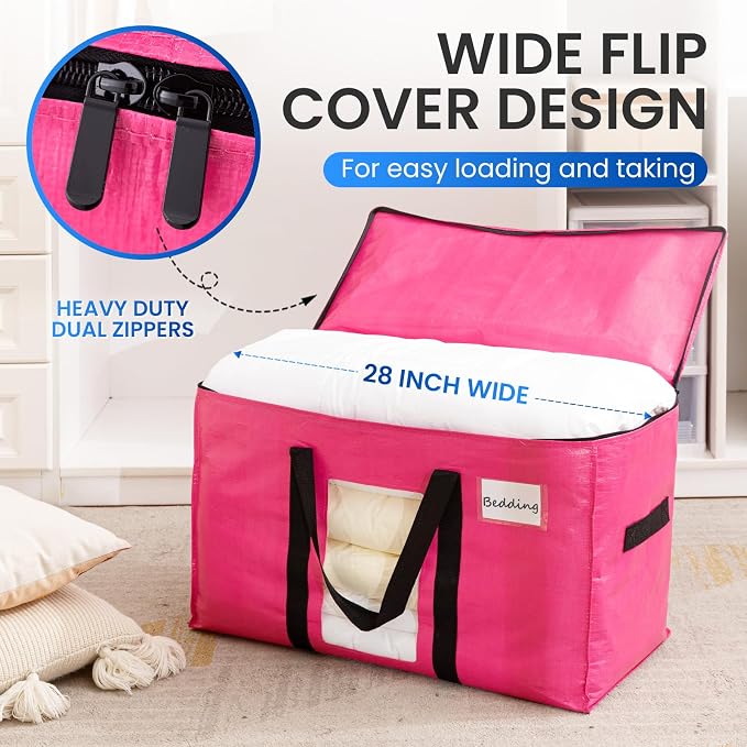 TAILI 12 Pack Pink Extra Large Moving Bags, Heavy Duty Totes - Image 4