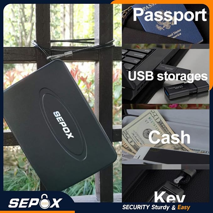 SEPOX® 4Pcs Water/Fire-Resistant Portable Security Case Lock Box Steel - Image 9