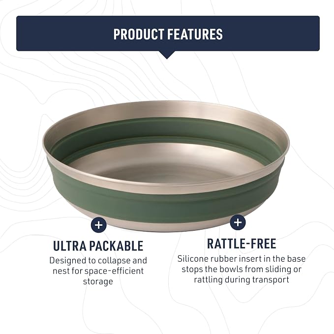 Sea to Summit Detour Stainless Steel Collapsible Bowl, Moonstruck Grey - Image 3