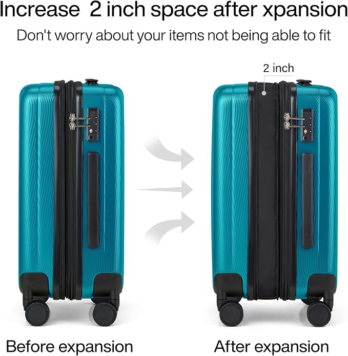 Hanke 20 Inch Expandable Carry on Luggage 22x14x9 Airline Approved Lightweight - Image 3