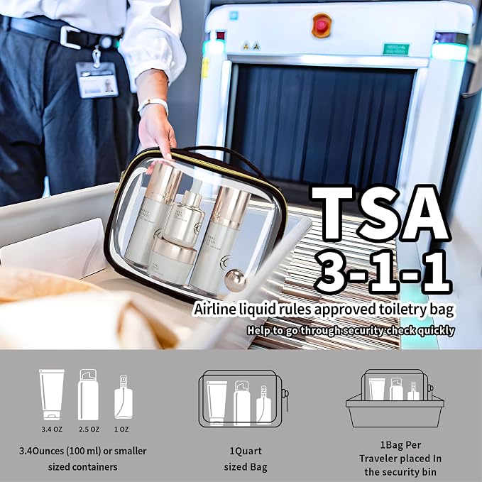 TSA Approved Travel Toiletry Bag, 4 Pack Clear Makeup Bags - Image 2