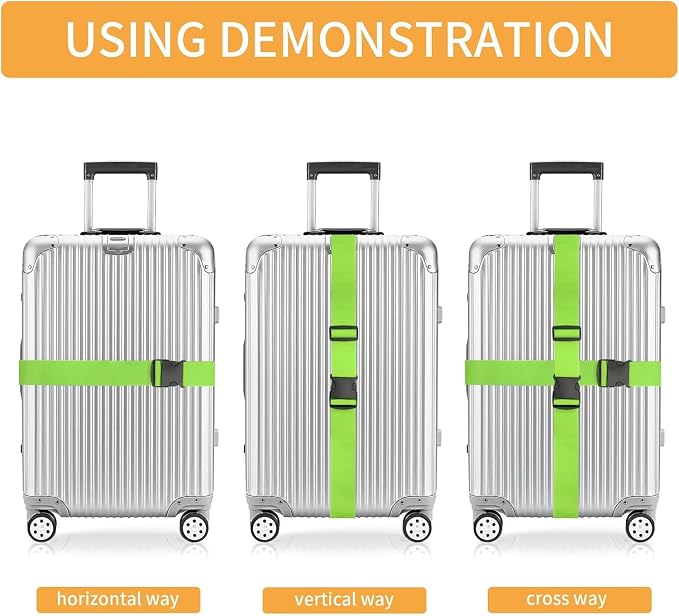 BILIONE 4 Pack Luggage Straps 79" Long Belts Keep Suitcase Secure While - Image 8