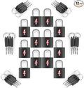 12-Pack Black Neon Square TSA Approved Luggage Lock by Colorfullife