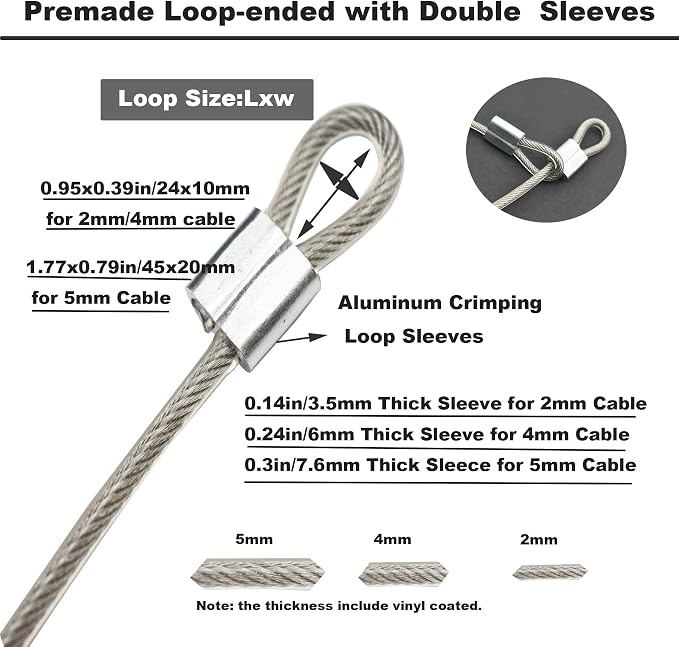 5 Pcs 4mm Wire 24 inch Vinyl Coated Stainless Steel Cable - Image 4