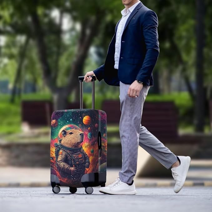 Cute Capybara Suitcase Cover Fit 22-25 Inch Anti-Scratch Washable Spandex - Image 3