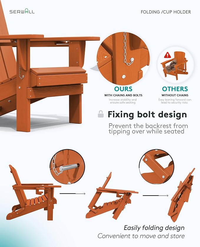 SERWALL Adirondack Chair with Cup Holders - Image 10