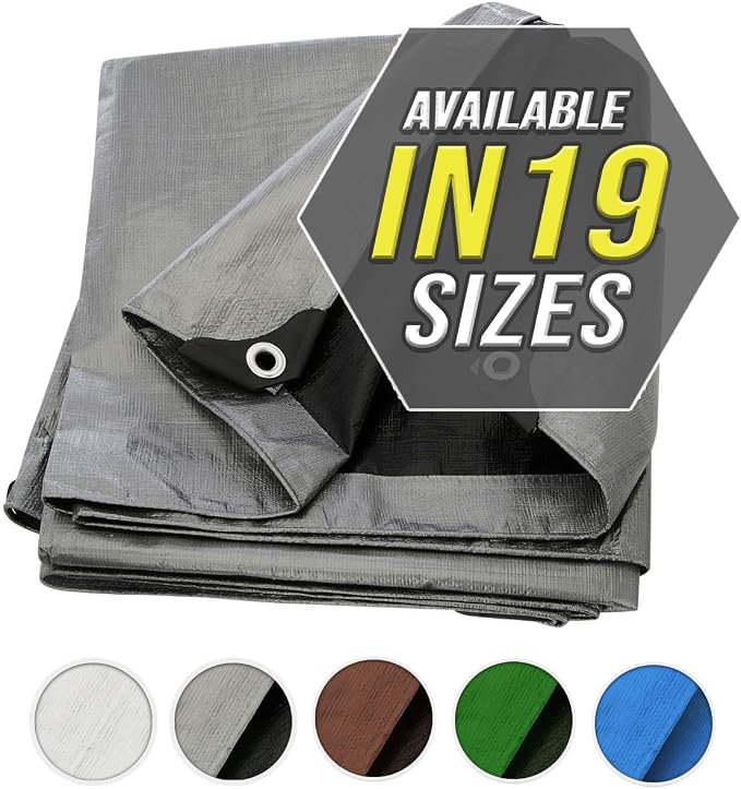Tarp Cover 24X36 Silver/Black Heavy Duty Thick Material, Waterproof, RV Or Pool by Trademark+Supplies