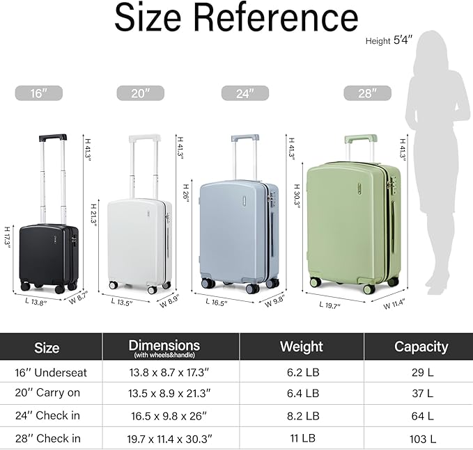 Hanke 24 Inch Luggage with Spinner Wheels Lightweight PC Hard Shell Suitcases - Image 2