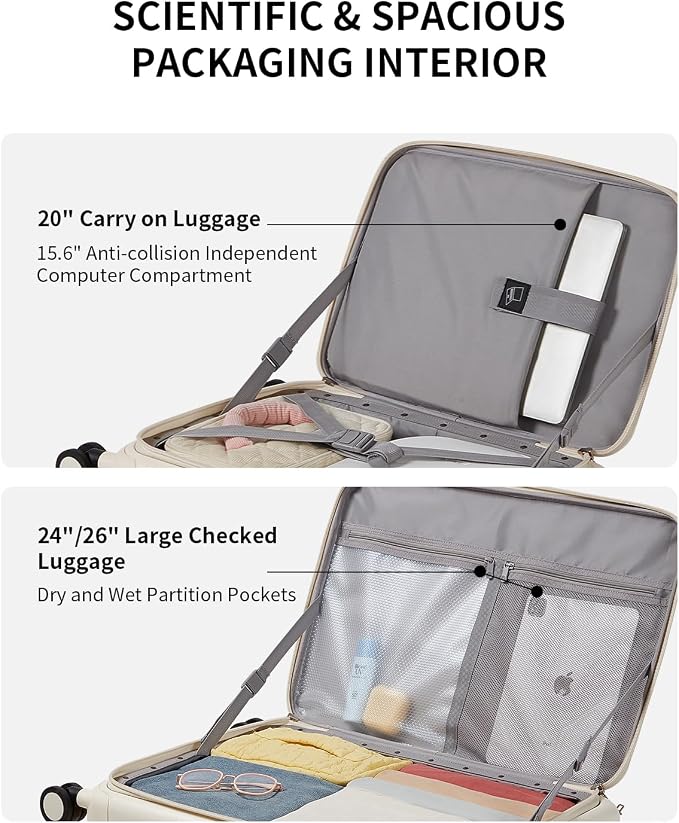 aji Expandable Top Opening 24 Inch Checked Luggage - Image 5