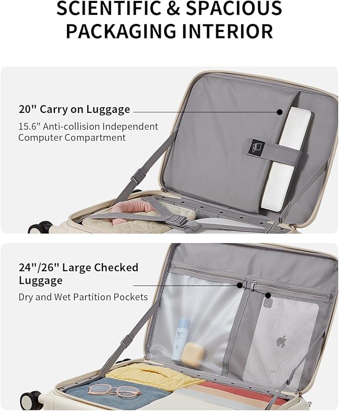 aji Expandable Top Open Carry On Luggage 22x14x9 Airline Approved, 20 Inch Hard - Image 5