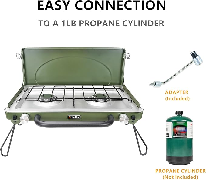 ONLYFIRE Portable Camping Stove 2-Burner, Propane Camp Stove - Image 3
