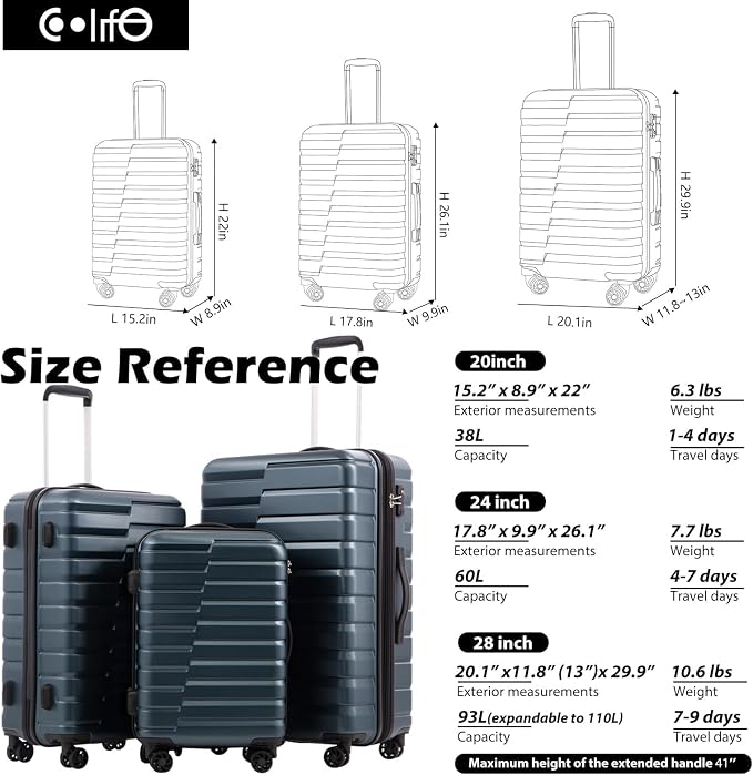 Coolife Larage Luaggage Hardside Expandable Suitcase - Image 7