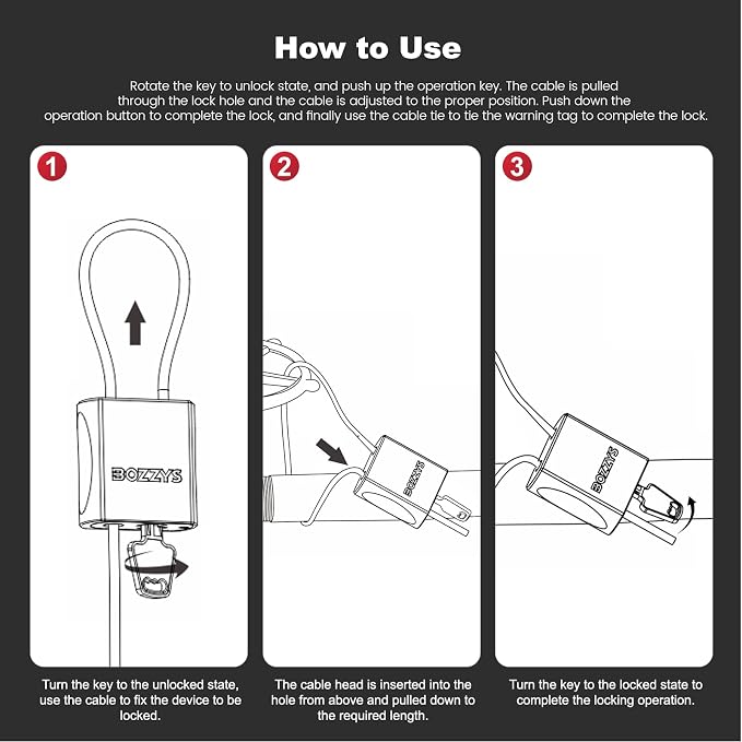 Adjustable Cable Locks with 3 Keys | 6.56ft L x 1/6in D Aluminum Steel Cable - Image 6