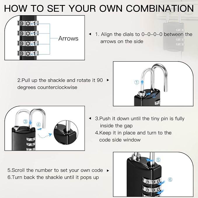 Moxweyeni 5 Pcs 4 Digit Combination Lock Small Combo Luggage Number Locks - Image 4