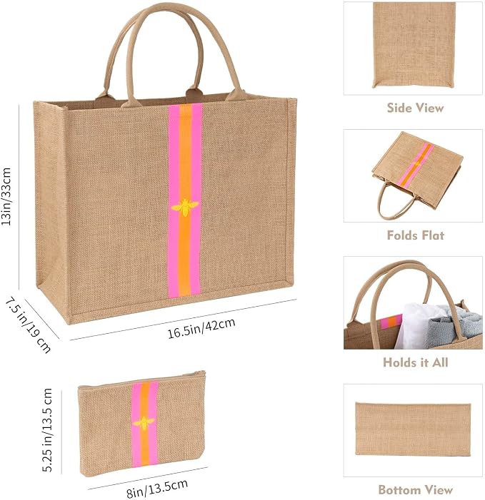 Large Beach Bag Jute Woven Tote - Image 4
