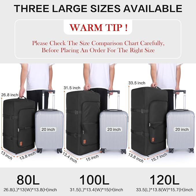 80L Duffle Bag for Travel, Large Foldable Waterproof Travel Duffel Bags - Image 3