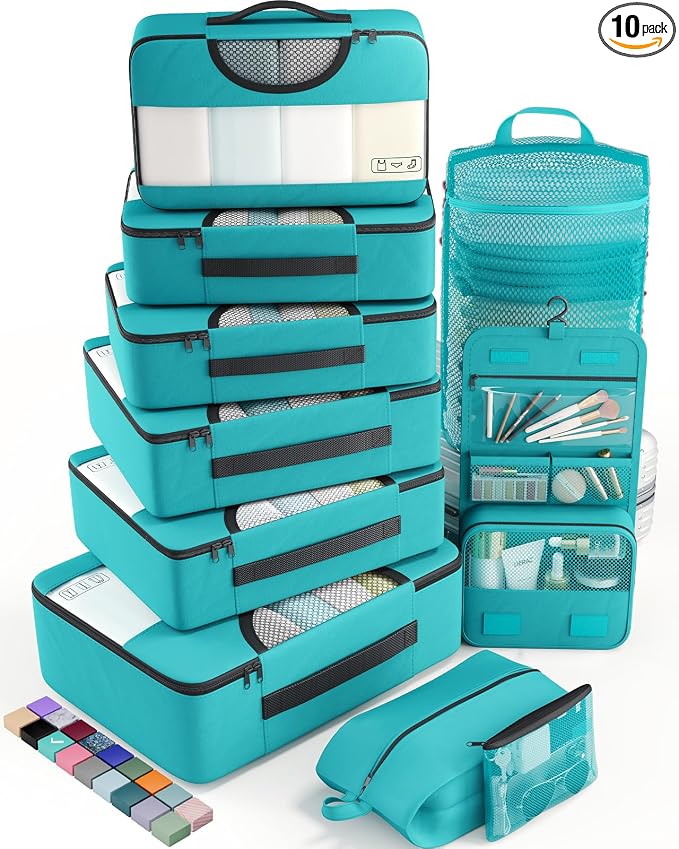 Veken 10 Set Packing Cubes for Kids & Toddler, Airplane Travel Essentials by Veken