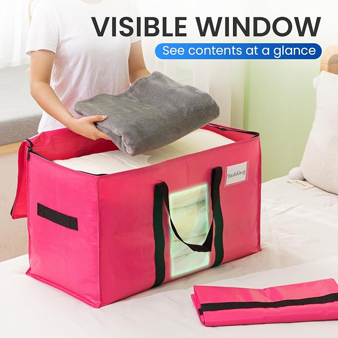 TAILI 2 Pack Pink Extra Large Moving Bags, Heavy Duty Totes - Image 2