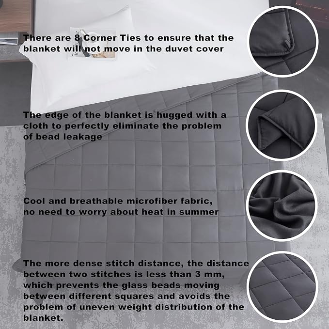 L'AGRATY Weighted Blanket 20lbs 80x87 Cooling Breathable Heavy Blanket - Image 3