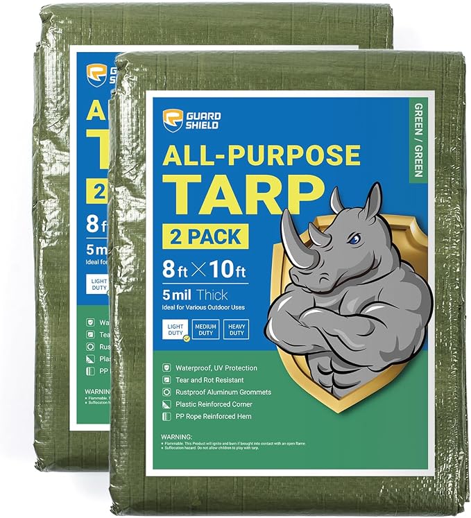 GUARD SHIELD Tarp Green 8x10 Feet Multi Purpose Waterproof Poly Tarp Cover 5mil by GUARDSHIELD