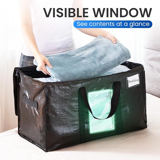 TAILI Extra Large Moving Bags, 4 Pack Black Heavy Duty Totes - Image 3