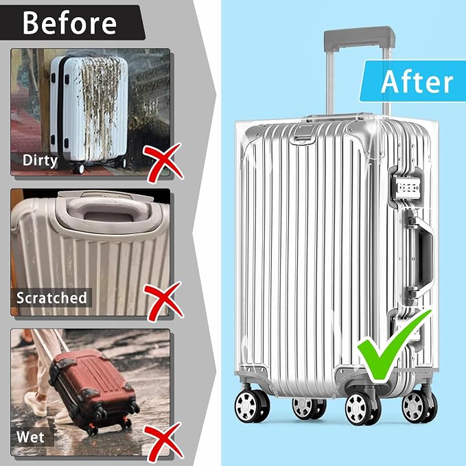 Yotako Clear PVC Suitcase Cover Tough Protector, 26 Inch Luggage Covers - Image 6