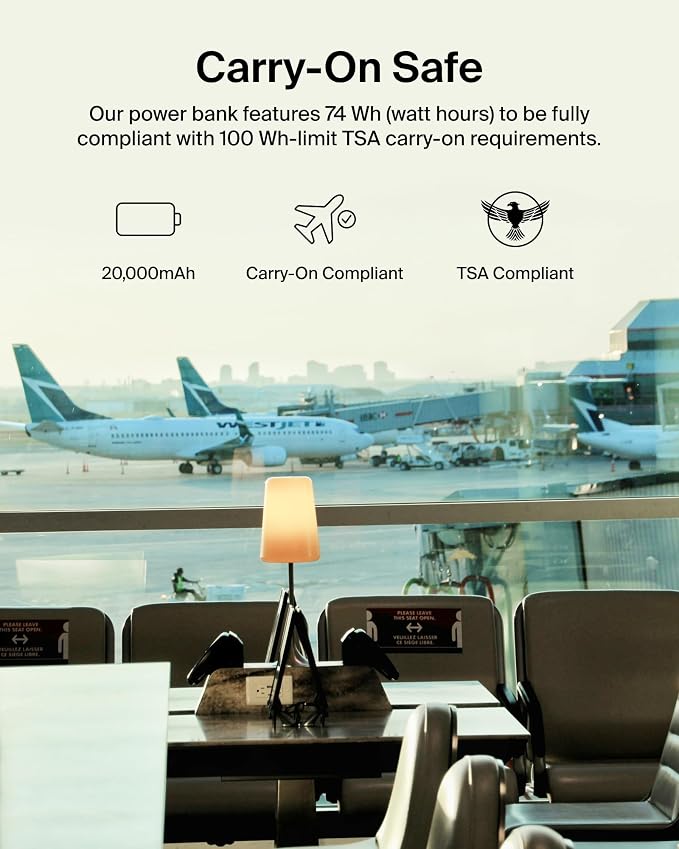 Belkin Portable Charger, USB-C Power Bank 20000 mAh w/ 2 USB-A Ports, 15W w/ - Image 2