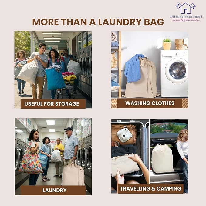 LFH Home Cotton Canvas Extra Large Laundry Bag - Image 6