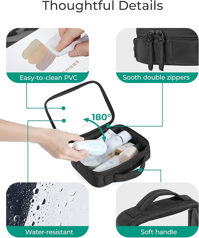 BAGSMART Clear TSA Approved Toiletry Bag, 2 Pack Travel Makeup Quart Size - Image 4