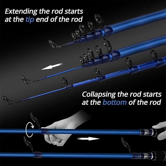KastKing Compass Telescopic Fishing Rods and Combo, Sensitive Graphite - Image 5