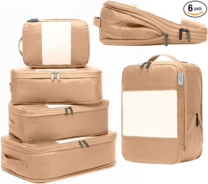 6-Pack Compression Packing Cubes Travel Essentials by NookTheory