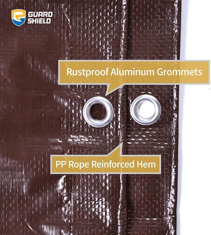 GUARD SHIELD Brown Tarp 12x16 Feet Waterproof Tarps Lightweight Camping Tarp - Image 3